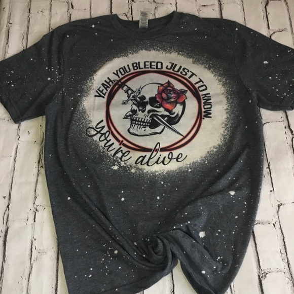 Hand Bleached Skull Goo Goo Dolls Music Shirt- Iris - Picture 2 of 5